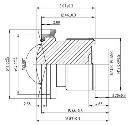 OMS M12 φακοί 2.35mm 1/2.7» HD καμερών οχημάτων αδιάβροχα