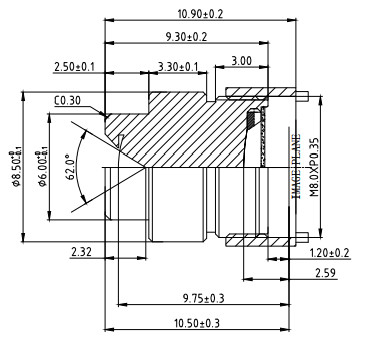 Ø8.0(AA) EFL4.32mm Φακτικός παρακολούθησης κόπωσης για αυτοκίνητα 1.3MP/2MP Φακτικός αυτοκινήτου υψηλής ευκρίνειας