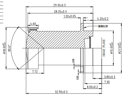 M Pixel 8MP Μαύρο HD HFOV Οθόνη, TTL32.9mm Υψηλής προδιαγραφής Αυτοκίνητο Αδιάβροχο ADAS Οθόνη κάμερας